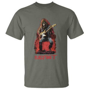 Bigfoot Rock N Roll T Shirt Funny Sasquatch Playing Electric Guitar TS09 Military Green Printyourwear