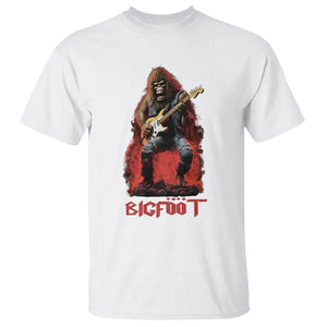 Bigfoot Rock N Roll T Shirt Funny Sasquatch Playing Electric Guitar TS09 White Printyourwear