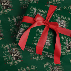 Bigfoot Sasquatch USA 250th Anniversary Wrapping Paper Roll Retro 250 Years 1776 2026 4th of July Independence Day