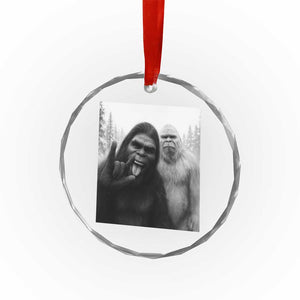 Bigfoot Selfie Christmas Crystal Glass Ornament Sasquatch Yeti Rock On Hand TS14 Print Your Wear