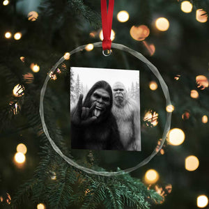 Bigfoot Selfie Christmas Crystal Glass Ornament Sasquatch Yeti Rock On Hand TS14 Print Your Wear