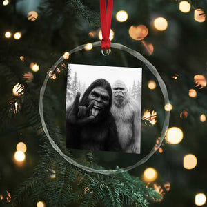 Bigfoot Selfie Christmas Crystal Glass Ornament Sasquatch Yeti Rock On Hand TS14 Print Your Wear