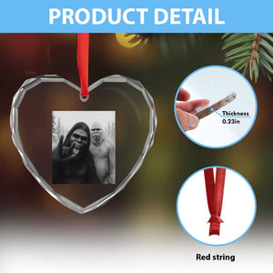 Bigfoot Selfie Christmas Heart Crystal Glass Ornament Sasquatch Yeti Rock On Hand TS14 Print Your Wear