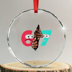 Bigfoot Six Seven Meme Crystal Glass Ornament 67 Viral Gen Alpha Slang Gift TS12 Transparent Glass 3'' Circle Print Your Wear