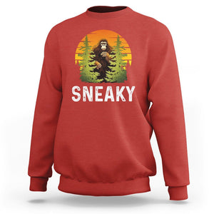 Bigfoot Sneaky Sweatshirt Funny Sasquatch Hiding Retro Forest TS09 Red Printyourwear