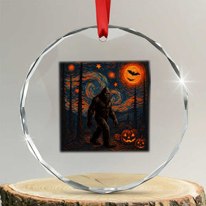 Bigfoot Starry Night Crystal Glass Ornament Funny Halloween Van Gogh Sasquatch Lovers TS10 Transparent Glass 3'' Circle Print Your Wear