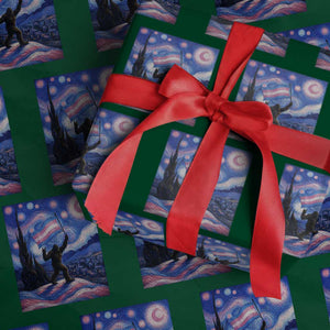 Bigfoot Starry Night Trans Rights Wrapping Paper Roll Sasquatch LGBTQ Pride TS12 Green Print Your Wear