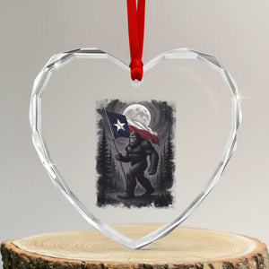 Bigfoot Texas Heart Crystal Glass Ornament Forest Sasquatch Loves Rock On Hand Texas Flag TS10 Transparent Glass 3'' Heart Print Your Wear