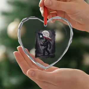 Bigfoot Texas Heart Crystal Glass Ornament Forest Sasquatch Loves Rock On Hand Texas Flag TS10 Print Your Wear