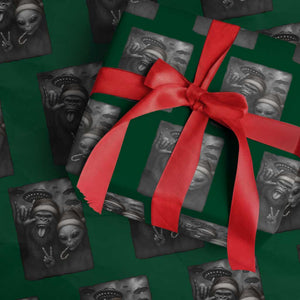 Bigfoot UFO Selife Wrapping Paper Roll Sasquatch Ailen Rock On Hand Xmas TS14 Green Print Your Wear