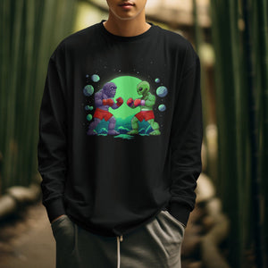 Bigfoot VS Alien Boxing Funny Sasquatch UFO Sweatshirt TS09 Printyourwear