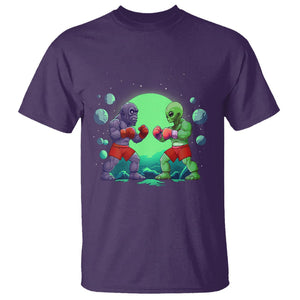Bigfoot VS Alien Boxing Funny Sasquatch UFO T Shirt TS09 Purple Printyourwear