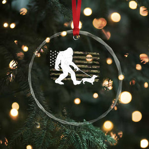 Bigfoot Walking Dachshund Crystal Glass Ornament Sasquatch Camo American Flag USA Military Patriotic TS10 Print Your Wear