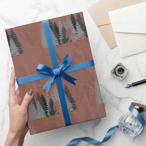 Bigfoot Walking Dachshund Wrapping Paper Roll Funny Wiener Dog Gift Forest Sasquatch Yeti TS10 Mocha Print Your Wear
