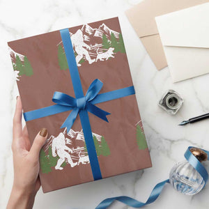 Bigfoot Walking Dachshund Wrapping Paper Roll Funny Wiener Dog Gift Sasquatch TS10 Mocha Print Your Wear