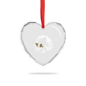 Bigfoot with Morel Mushroom Heart Crystal Glass Ornament Sasquatch Fungi Full Moon Silhouette Graphic