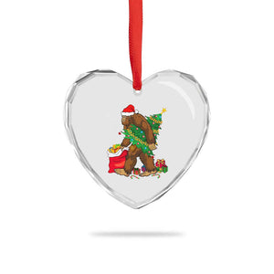 Bigfoot Xmas Heart Crystal Glass Ornament Believe Sasquatch Lovers Xmas Tree Lights TS10 Print Your Wear