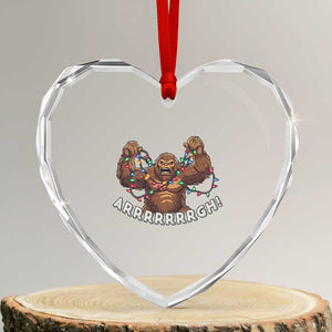 Bigfoot Xmas Heart Crystal Glass Ornament Winter Yeti Sasquatch Loves Xmas Tree Lights TS10 Transparent Glass 3'' Heart Print Your Wear