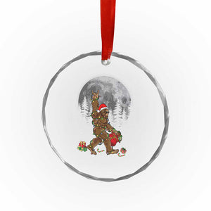 Bigfoot Xmas Tree Lights Crystal Glass Ornament Believe Bigfoot Santa Hat Sasquatch Loves Rock On TS10 Print Your Wear