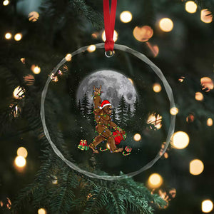 Bigfoot Xmas Tree Lights Crystal Glass Ornament Believe Bigfoot Santa Hat Sasquatch Loves Rock On TS10 Print Your Wear