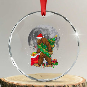 Bigfoot Xmas Tree Lights Crystal Glass Ornament Believe Xmas Sasquatch Lovers Ugly Gift TS10 Transparent Glass 3'' Circle Print Your Wear