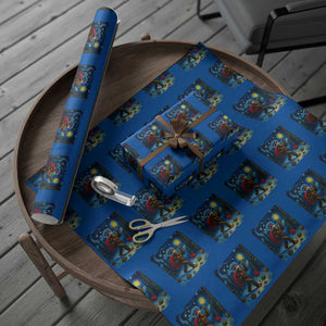 Bigfoot Xmas Wrapping Paper Roll Starry Night Van Gogh TS14 Blue Print Your Wear