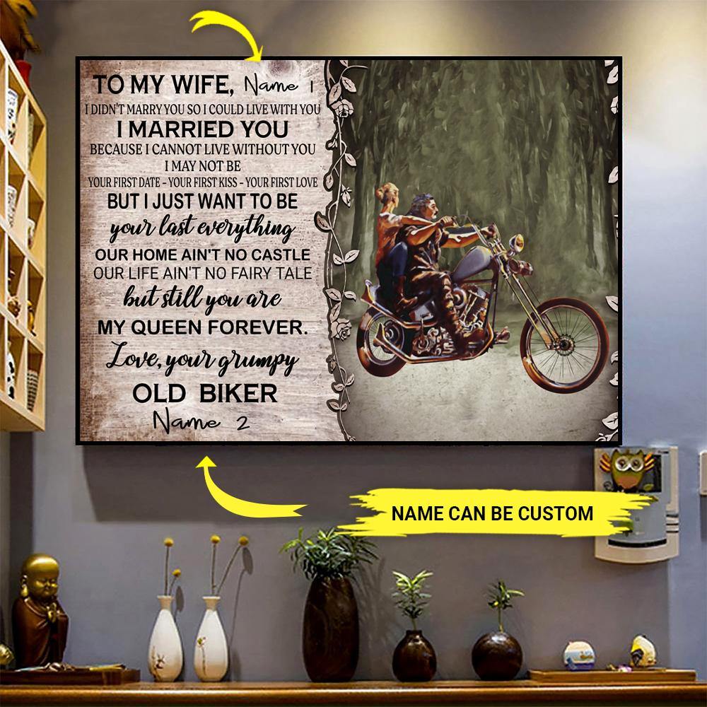 Personalized Family Gift Biker Poster To My Wife Our Home Aint No Castle CTM Custom - Printyourwear