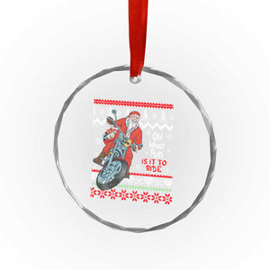 Biker Santa Claus Crystal Glass Ornament Christmas Motorcycle Oh What Fun It Is To Ride Ugly Sweater TS02 Print Your Wear