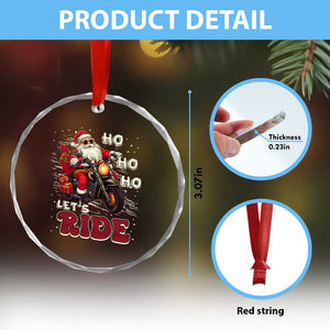 Biker Santa Claus Crystal Glass Ornament Ho Ho Ho Let's Ride Xmas TS02 Print Your Wear