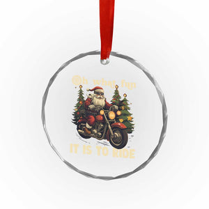 Biker Santa Claus Crystal Glass Ornament Oh What Fun It Is To Ride Motorcycle Xmas Tree TS02 Print Your Wear