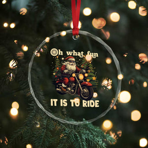 Biker Santa Claus Crystal Glass Ornament Oh What Fun It Is To Ride Motorcycle Xmas Tree TS02 Print Your Wear