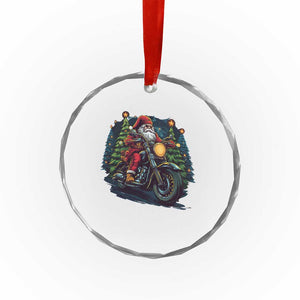 Biker Santa Claus Crystal Glass Ornament Riding Motorcycle Christmas TS02 Print Your Wear