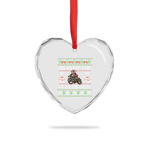 Biker Santa Claus Heart Crystal Glass Ornament Oh What Fun It Is To Ride Motorcycle Christmas Ugly Sweater TS02 Print Your Wear