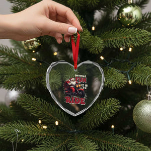 Biker Santa Claus Heart Crystal Glass Ornament Oh What Fun It Is To Ride Motorcycle Xmas TS02 Print Your Wear