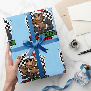 Biker Santa Six Seven Bruh Wrapping Paper Roll Christmas Gift For Gen Z TS12 Light Blue Print Your Wear
