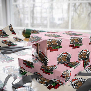 Biker Santa Six Seven Bruh Wrapping Paper Roll Christmas Gift For Gen Z TS12 Light Pink Print Your Wear