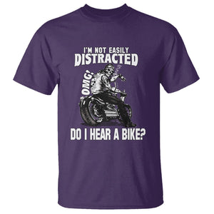 Biker Skeleton T Shirt I'm Not Easily Distracted OMG Do I Hear A Bike Funny Motorcycle Rider TS02 Purple Printyourwear