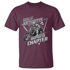 Biker Skeleton T Shirt Sons Of Arthritis Ibuprofen Chapter Dirt Bike TS02 Maroon Printyourwear