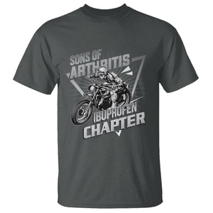 Biker Skeleton T Shirt Sons Of Arthritis Ibuprofen Chapter Dirt Bike TS02 Dark Heather Printyourwear