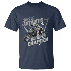 Biker Skeleton T Shirt Sons Of Arthritis Ibuprofen Chapter Dirt Bike TS02 Navy Printyourwear