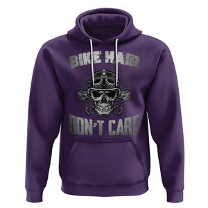 Biker Skull Hoodie Bike Hair Don't Care Motorcycle Rider TS02 Purple Printyourwear