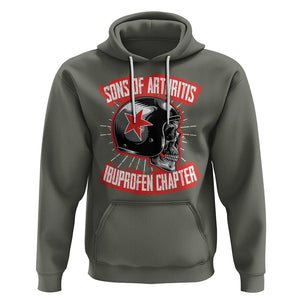 Biker Skull Hoodie Sons Of Arthritis Ibuprofen Chapter Motorcycle Rider Gang TS02 Military Green Printyourwear