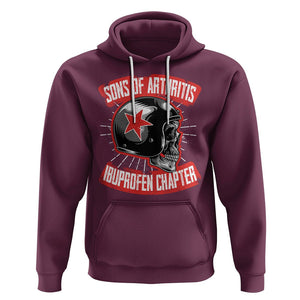 Biker Skull Hoodie Sons Of Arthritis Ibuprofen Chapter Motorcycle Rider Gang TS02 Maroon Printyourwear