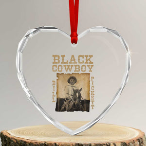 Bill Pickett Heart Crystal Glass Ornament Black Cowboy Western Legend Vintage TS02 Transparent Glass 3'' Heart Print Your Wear