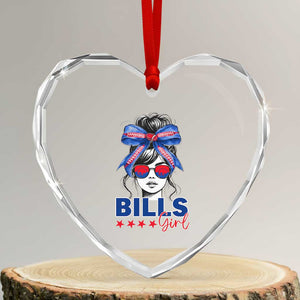 Funny BFB Football Lover Heart Crystal Glass Ornament Sport Fan Game Day Messy Bun TS11 Transparent Glass 3'' Heart Print Your Wear