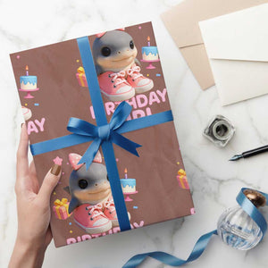 Birthday Girl Wrapping Paper Roll Italian Brainrot Meme Party Funny Las Tralaleritas TS10 Mocha Print Your Wear