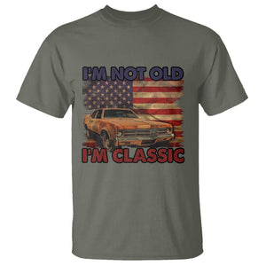 Birthday Mens T Shirt Motorcycle USA Flag Retro Biker I'm Not Old I'm Classic TS02 Military Green Printyourwear
