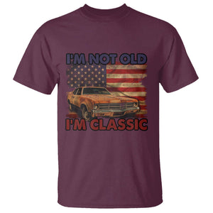 Birthday Mens T Shirt Motorcycle USA Flag Retro Biker I'm Not Old I'm Classic TS02 Maroon Printyourwear