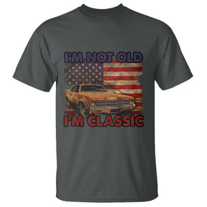 Birthday Mens T Shirt Motorcycle USA Flag Retro Biker I'm Not Old I'm Classic TS02 Dark Heather Printyourwear