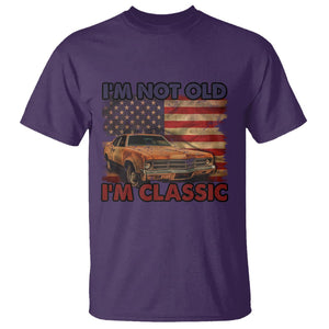 Birthday Mens T Shirt Motorcycle USA Flag Retro Biker I'm Not Old I'm Classic TS02 Purple Printyourwear
